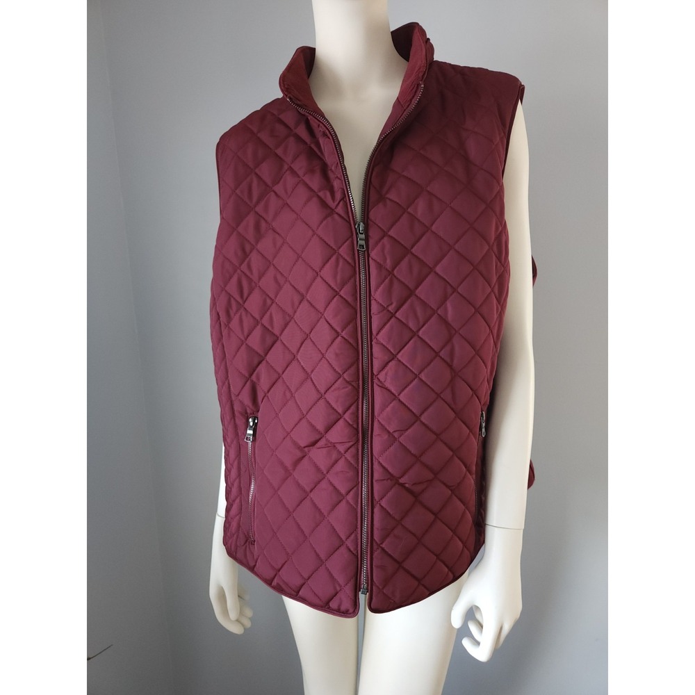 Westport 1962 Wine colored Quilted Full Zip Vest with pockets Puffer Plus SZ 3X